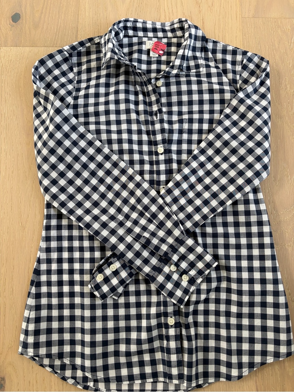 J. Crew Navy and White Gingham Button-Down Shirt